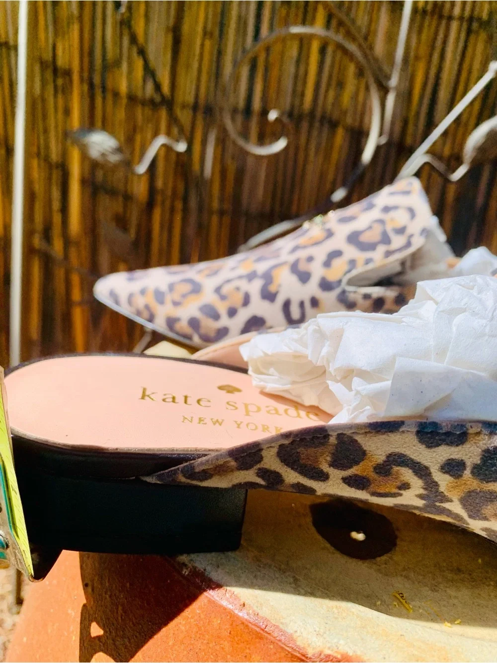 kate spade Leopard Print Pointed Mules - tan/Brown